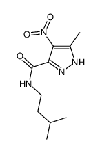 5-methyl-N-(3-methylbutyl)-4-nitro-1H-pyrazole-3-carboxamide结构式