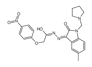 N-[(E)-[5-methyl-2-oxo-1-(pyrrolidin-1-ylmethyl)indol-3-ylidene]amino]-2-(4-nitrophenoxy)acetamide Structure