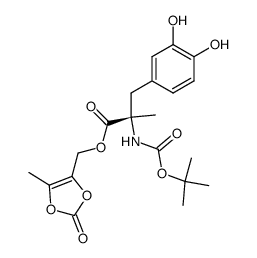(5-methyl-2-oxo-1,3-dioxol-4-yl)methyl (S)-N-(tert-butoxycarbonyl)-3-hydroxy-α-methyltyrosinate结构式