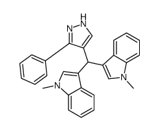 1-methyl-3-[(1-methylindol-3-yl)-(5-phenyl-1H-pyrazol-4-yl)methyl]indole Structure