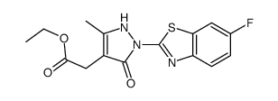 ethyl 2-[2-(6-fluoro-1,3-benzothiazol-2-yl)-5-methyl-3-oxo-1H-pyrazol-4-yl]acetate结构式