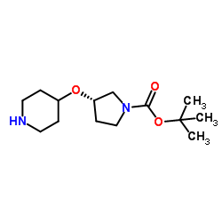 2-Methyl-2-propanyl (3S)-3-(4-piperidinyloxy)-1-pyrrolidinecarboxylate结构式