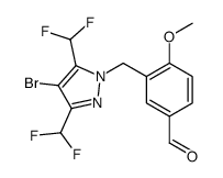 3-{[4-Bromo-3,5-bis(difluoromethyl)-1H-pyrazol-1-yl]methyl}-4-met hoxybenzaldehyde Structure