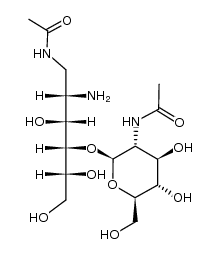 1-acetamido-4-O-(2-acetamido-2-deoxy-β-D-glucopyranosyl)-2-amino-1,2-dideoxy-D-glucitol Structure