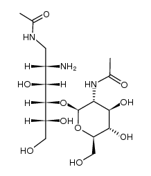 1-acetamido-4-O-(2-acetamido-2-deoxy-β-D-glucopyranosyl)-2-amino-1,2-dideoxy-D-glucitol结构式