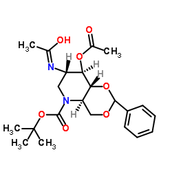 2-ACETAMIDO-3-O-ACETYL-4,6-O-BENZYLIDENE-N-(TERT-BUTOXYCARBONYL)-1,2,5-TRIDEOXY-1,5-IMINO-D-GLUCITOL Structure