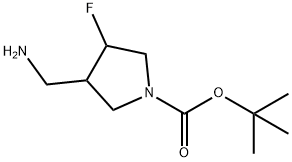 3-Aminomethyl-4-fluoro-pyrrolidine-1-carboxylic acid tert-butyl ester结构式