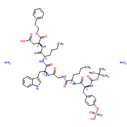 BOC-TYR(SO3H)-NLE-GLY-TRP-NLE-ASP-2-PHENYLETHYL ESTER NH3结构式
