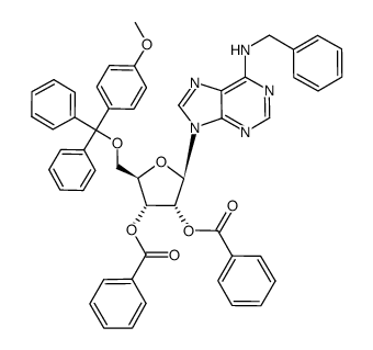 N6-benzyl-2',3'-di-O-benzoyl-5'-O-monomethoxytrityladenosine结构式