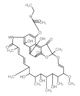 N,N-diethyl-2-((5,6,17,19,21-pentahydroxy-23-methoxy-2,4,12,16,18,20,22-heptamethyl-1,11-dioxo-1,2-dihydro-2,7-(epoxypentadeca(1,11,13)trienoimino)naphtho(2,1-b)furan-9-yl)oxy)acetamide结构式