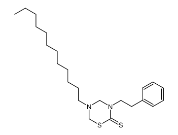 5-dodecyl-3-(2-phenylethyl)-1,3,5-thiadiazinane-2-thione结构式