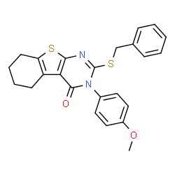 2-(benzylsulfanyl)-3-(4-methoxyphenyl)-5,6,7,8-tetrahydro[1]benzothieno[2,3-d]pyrimidin-4(3H)-one结构式