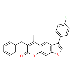 6-benzyl-3-(4-chlorophenyl)-5-methylfuro[3,2-g]chromen-7-one Structure