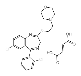 but-2-enedioic acid; 9-chloro-6-(2-chlorophenyl)-3-(2-morpholin-4-ylethylsulfanyl)-2,5-diazabicyclo[5.4.0]undeca-2,5,8,10,12-pentaene结构式