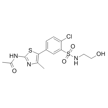 N-[5-[4-氯-3-[[(2-羟基乙基)氨基]磺酰基]苯基]-4-甲基-2-噻唑基]乙酰胺结构式