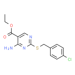 Ethyl 4-amino-2-[p-chlorobenzylthio]-5-pyrimidinecarboxylate Structure