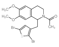 Ethanone,1-[1-[(2,5-dibromo-3-thienyl)methyl]-3,4-dihydro-6,7-dimethoxy-2(1H)-isoquinolinyl]- Structure