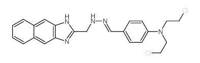 4-[(E)-(1H-benzo[f]benzimidazol-2-ylmethylhydrazinylidene)methyl]-N,N-bis(2-chloroethyl)aniline Structure