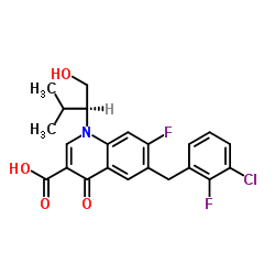 6-[(3-chloro-2-fluorophenyl)methyl]-7-fluoro-1-[(2S)-1-hydroxy-3-methylbutan-2-yl]-4-oxoquinoline-3-carboxylic acid picture