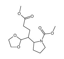methyl 2-(1-(1,3-dioxolan-2-yl)-4-methoxy-4-oxobutyl)pyrrolidine-1-carboxylate结构式