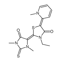 2-(1,3-dimethyl-5-oxo-2-thioxoimidazolidin-4-ylidene)-3-ethyl-5-(1-methyl-(1H)-pyridin-2-ylidene)thiazolidin-4-one Structure