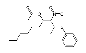 Acetic acid 1-(1-nitro-2-phenylsulfanyl-propyl)-heptyl ester Structure