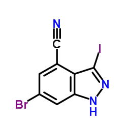 6-Bromo-3-iodo-1H-indazole-4-carbonitrile结构式