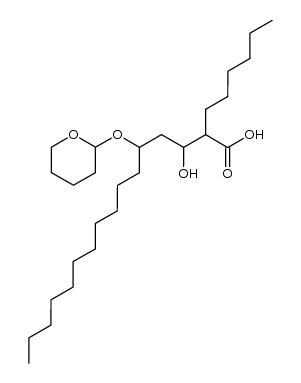 2-Hexyl-3-hydroxy-5-[(tetrahydro-2H-pyran-2-yl)oxy]-hexadecanoic Acid结构式