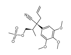 (2R,3R)-(-)-1-[(methylsulfonyl)oxy]-2-methyl-3-cyano-3-(3,4,5-trimethoxyphenyl)hex-5-ene结构式