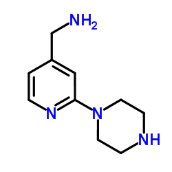 1-[2-(1-Piperazinyl)-4-pyridinyl]methanamine Structure
