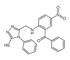 [5-nitro-2-[(4-phenyl-5-sulfanylidene-1H-1,2,4-triazol-3-yl)methylamin o]phenyl]-phenyl-methanone Structure