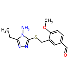 3-{[(4-Amino-5-ethyl-4H-1,2,4-triazol-3-yl)sulfanyl]methyl}-4-methoxybenzaldehyde Structure