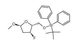 methyl 5-O-tert-butyldiphenylsilyl-2,3-dideoxy-3-fluoro-α-D-erythro-pentafuranoside结构式