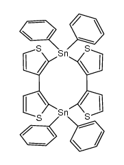 7,7,14,14-tetraphenyl-7,14-dihydro[1,6]distannecino[2,3-b:5,4-b':7,8-b'':10,9-b''']tetrathiophene结构式
