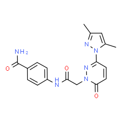 4-({[3-(3,5-dimethyl-1H-pyrazol-1-yl)-6-oxopyridazin-1(6H)-yl]acetyl}amino)benzamide结构式