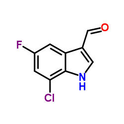 7-Chloro-5-fluoro-1H-indole-3-carbaldehyde结构式