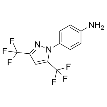 4-(3,5-双(三氟甲基)-1H-吡唑-1-基)-苯胺结构式