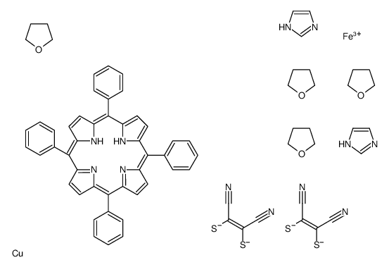 bis(imidazole)(5,10,15,20-tetraphenylporphinato)iron(III) bis(1,2-dicyanoethylenedithiolato)cuprate(III) tetrakis(tetrahydrofuran) structure