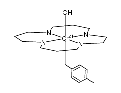 (4-CH3C6H4CH2)chromium(III)(1,4,8,12-tetraazacyclopentadecane)(H2O)(2+)结构式