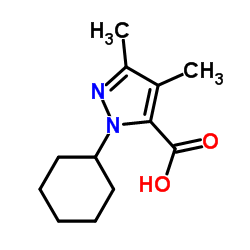 1-cyclohexyl-3,4-dimethyl-1H-pyrazol-5-carboxylic acid structure