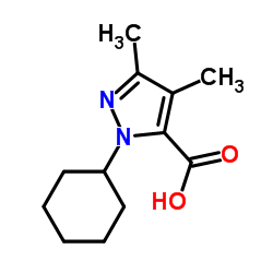 1-cyclohexyl-3,4-dimethyl-1H-pyrazol-5-carboxylic acid结构式