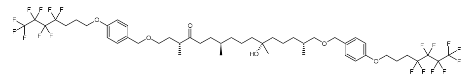 (3R,7R,11R,15R)-1,16-bis(4-(4,4,5,5,6,6,7,7,7-nonafluoroheptyloxy)benzyloxy)-11-hydroxy-3,7,11,15-tetramethylhexadecan-4-one结构式