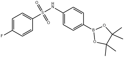 4-氟-N-(4-(4,4,5,5-四甲基-1,3,2-二氧杂戊烷-2-基)苯基)苯磺酰胺结构式
