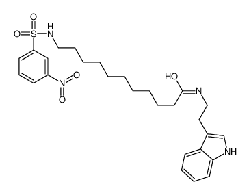 N-[2-(1H-indol-3-yl)ethyl]-11-[(3-nitrophenyl)sulfonylamino]undecanamide结构式