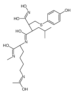 (2R,3S)-N-[(2S)-6-acetamido-1-(methylamino)-1-oxohexan-2-yl]-N'-hydroxy-3-[(4-hydroxyphenyl)sulfanylmethyl]-2-(2-methylpropyl)butanediamide Structure