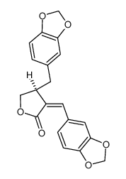 (S)-4-(1,3-Benzodioxol-5-ylmethyl)-3-[(Z)-1,3-benzodioxol-5-ylmethylene]dihydro-2(3H)-furanone结构式