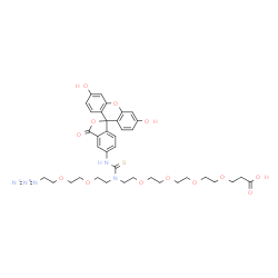 N-(Azido-PEG2)-N-Fluorescein-PEG4-acid结构式