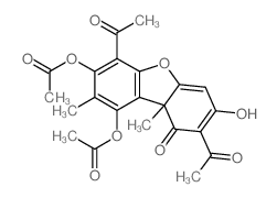 (4,8-diacetyl-1-acetyloxy-7-hydroxy-2,9a-dimethyl-9-oxodibenzofuran-3-yl) acetate结构式
