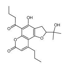 2,3-Dihydro-4-hydroxy-2-(1-hydroxy-1-methylethyl)-5-(1-oxobutyl)-9-propyl-7H-furo[2,3-f][1]benzopyran-7-one Structure