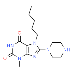 3-methyl-7-pentyl-8-(piperazin-1-yl)-3,7-dihydro-1H-purine-2,6-dione结构式
